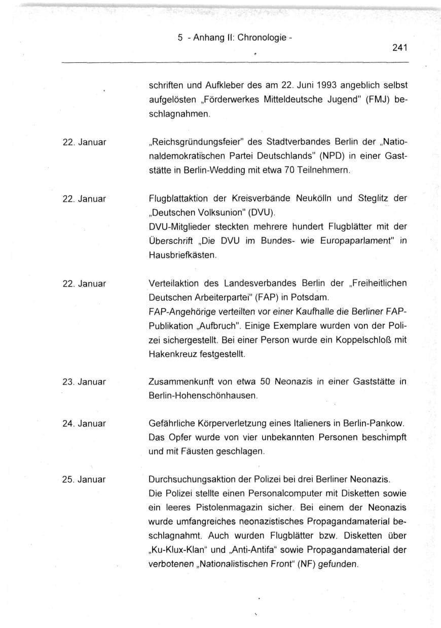 Seite 241 des Verfassungsschutzbericht 1994 Berlin