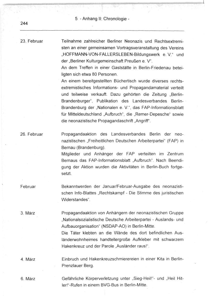 Seite 244 des Verfassungsschutzbericht 1994 Berlin