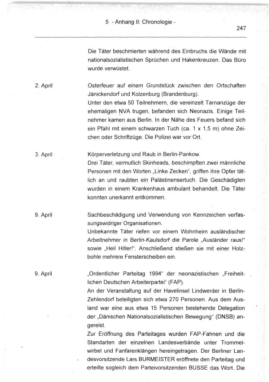Seite 247 des Verfassungsschutzbericht 1994 Berlin