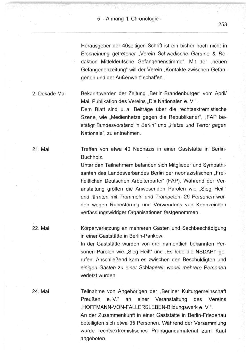 Seite 253 des Verfassungsschutzbericht 1994 Berlin