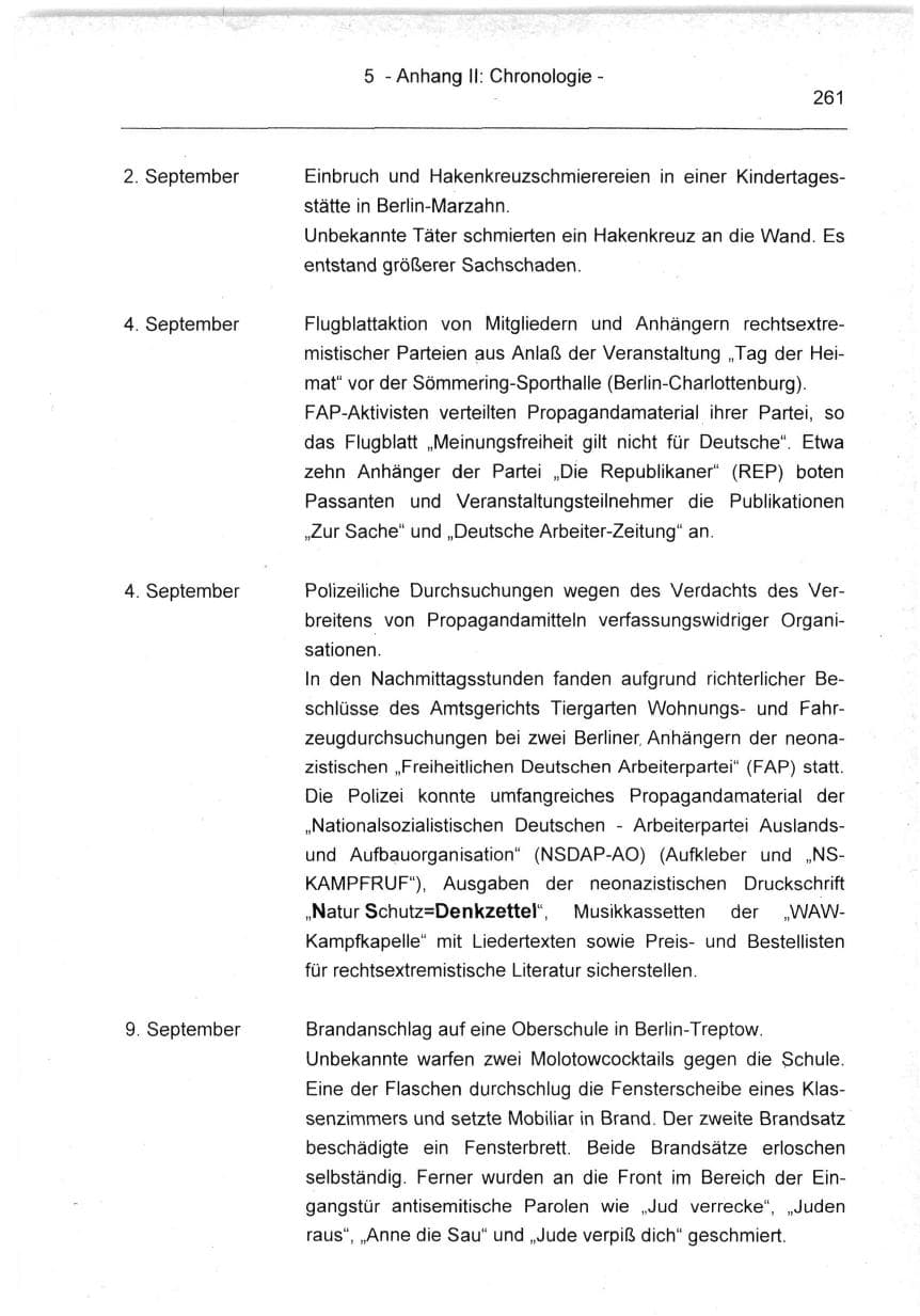 Seite 261 des Verfassungsschutzbericht 1994 Berlin