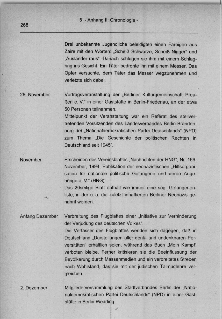 Seite 268 des Verfassungsschutzbericht 1994 Berlin