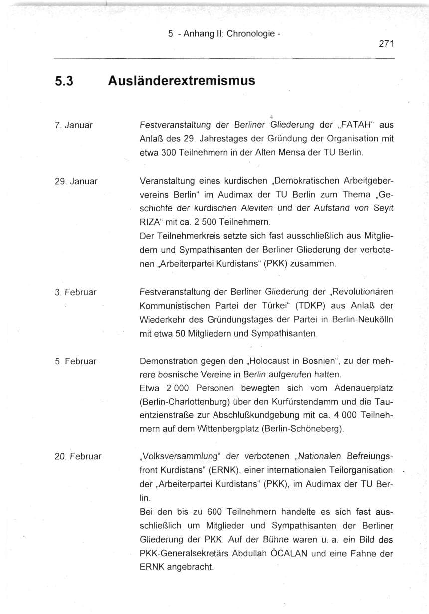 Seite 271 des Verfassungsschutzbericht 1994 Berlin