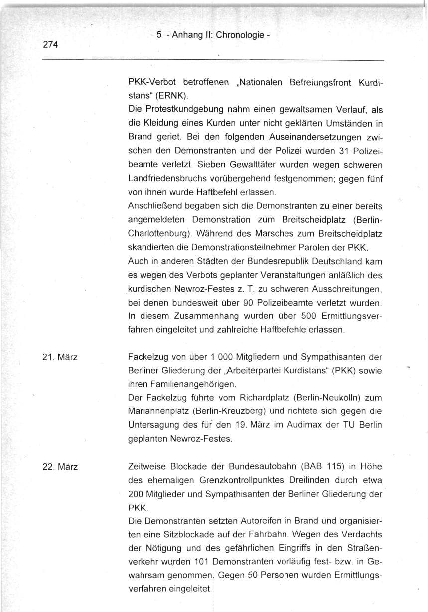 Seite 274 des Verfassungsschutzbericht 1994 Berlin