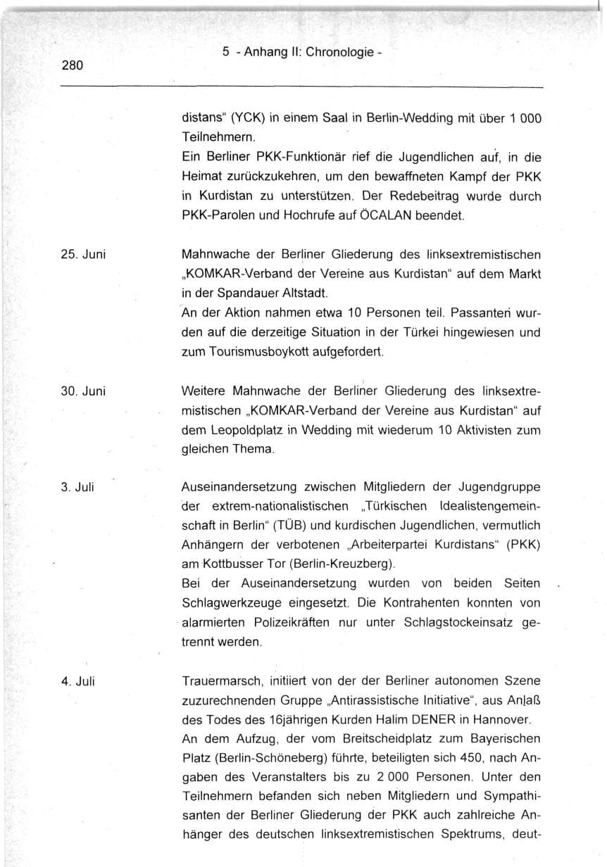 Seite 280 des Verfassungsschutzbericht 1994 Berlin