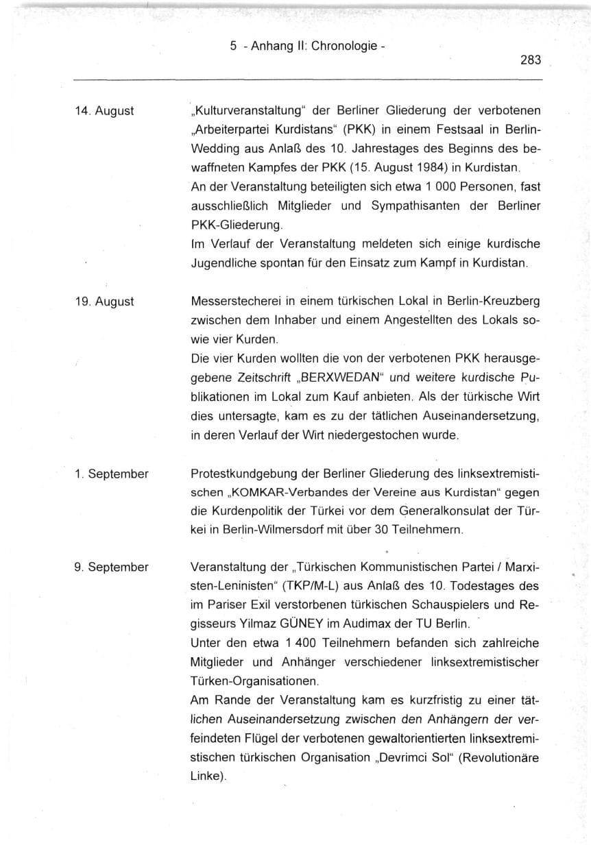 Seite 283 des Verfassungsschutzbericht 1994 Berlin
