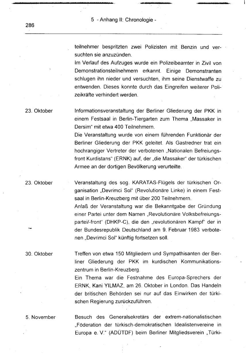 Seite 286 des Verfassungsschutzbericht 1994 Berlin