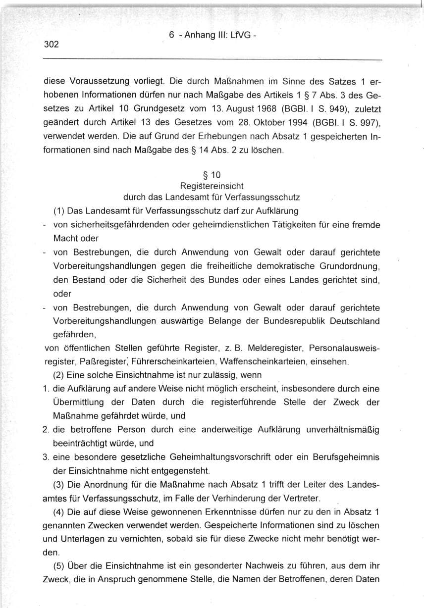 Seite 302 des Verfassungsschutzbericht 1994 Berlin