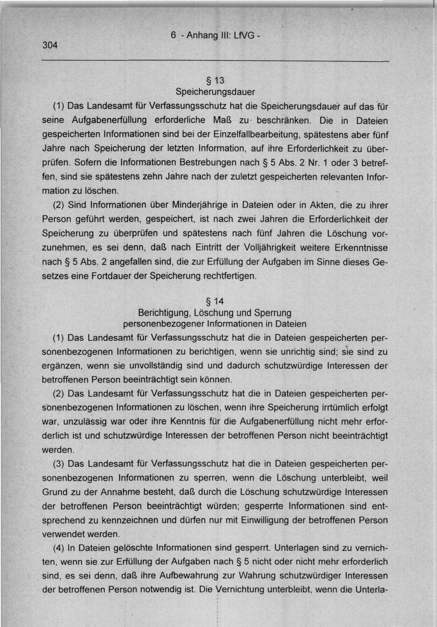 Seite 304 des Verfassungsschutzbericht 1994 Berlin