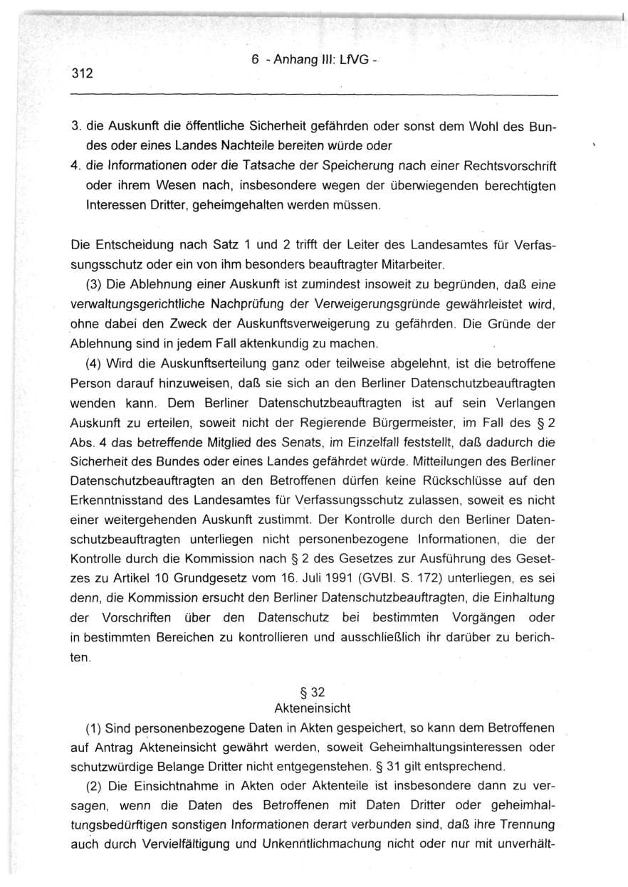 Seite 312 des Verfassungsschutzbericht 1994 Berlin