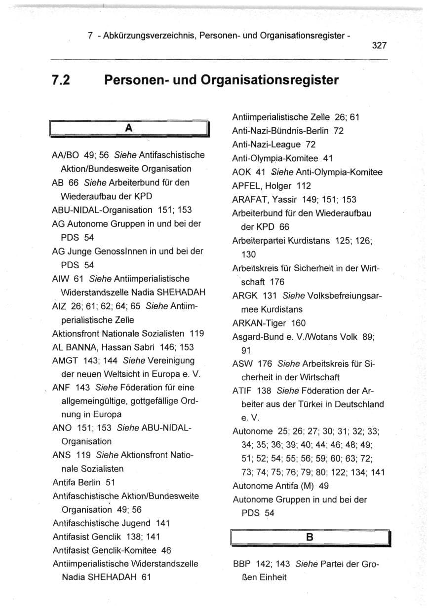 Seite 327 des Verfassungsschutzbericht 1994 Berlin