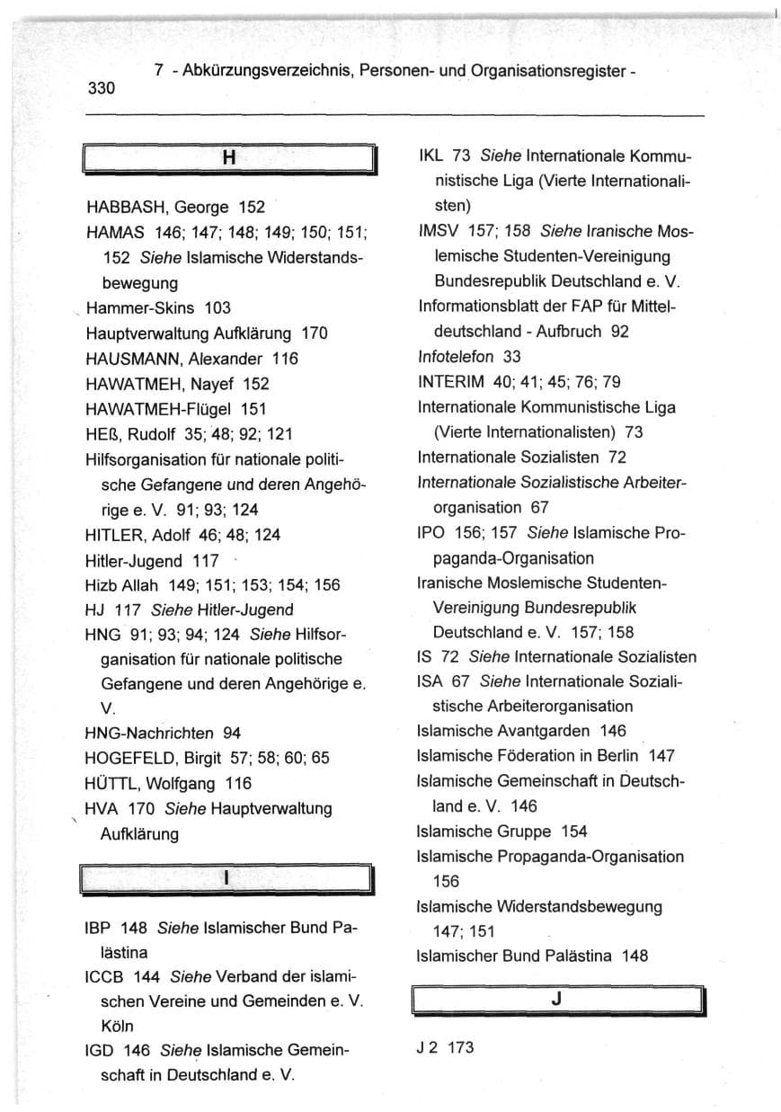 Seite 330 des Verfassungsschutzbericht 1994 Berlin