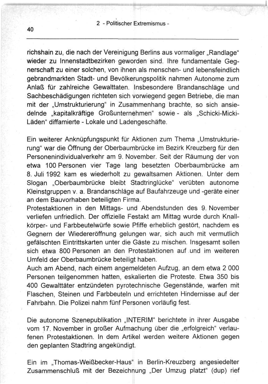 Seite 40 des Verfassungsschutzbericht 1994 Berlin