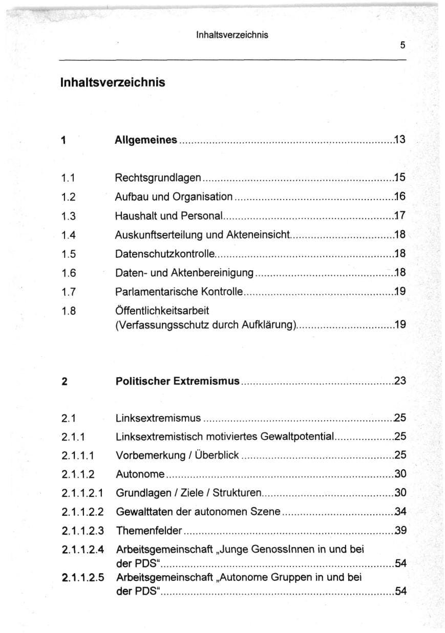 Seite 5 des Verfassungsschutzbericht 1994 Berlin