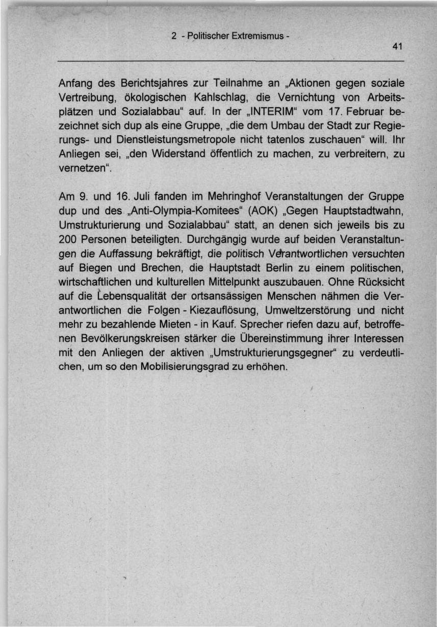 Seite 41 des Verfassungsschutzbericht 1994 Berlin