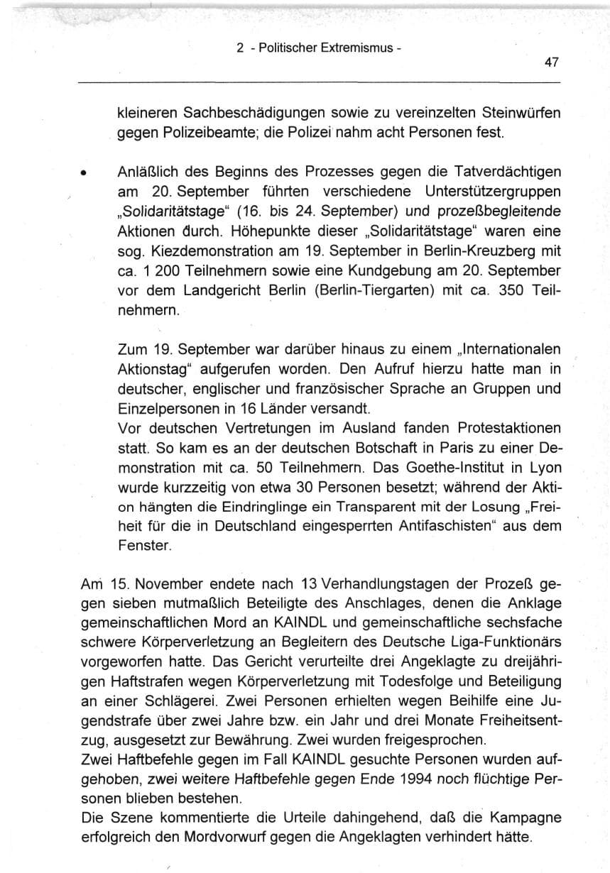 Seite 47 des Verfassungsschutzbericht 1994 Berlin