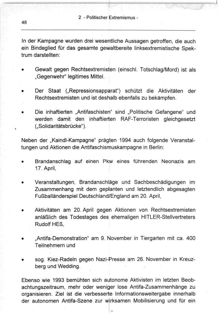 Seite 48 des Verfassungsschutzbericht 1994 Berlin