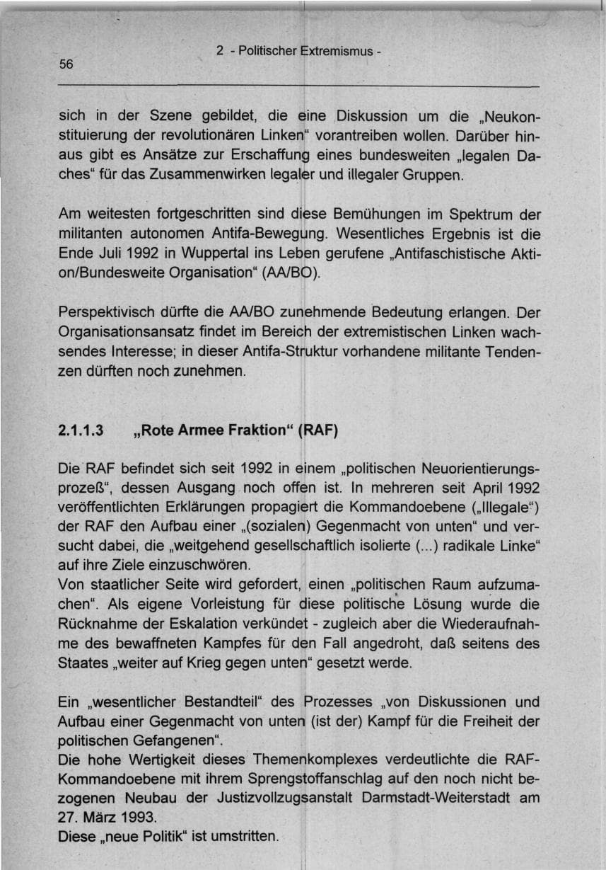 Seite 56 des Verfassungsschutzbericht 1994 Berlin