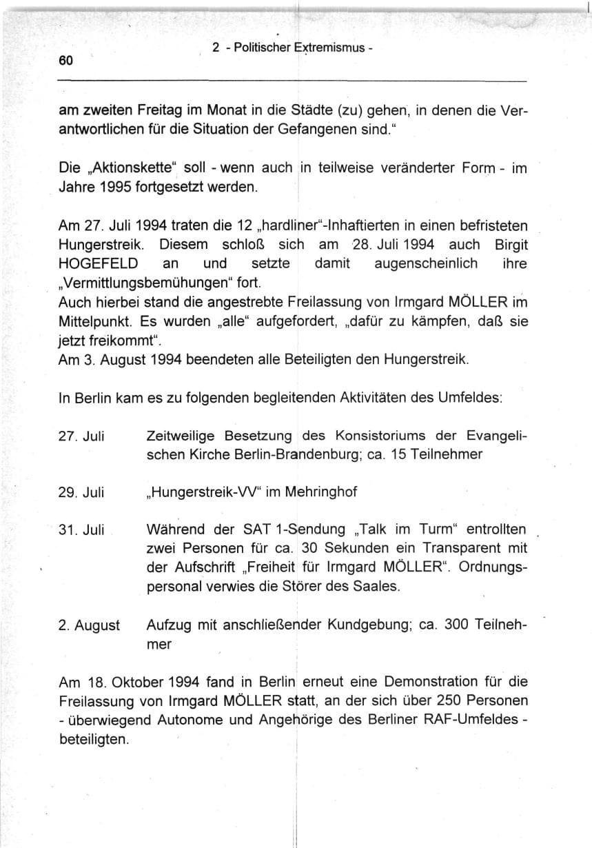 Seite 60 des Verfassungsschutzbericht 1994 Berlin