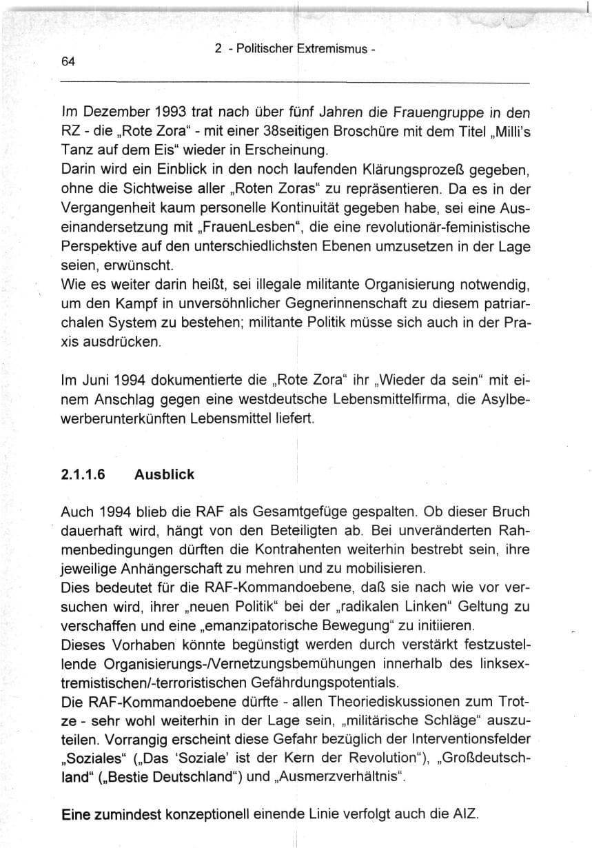 Seite 64 des Verfassungsschutzbericht 1994 Berlin