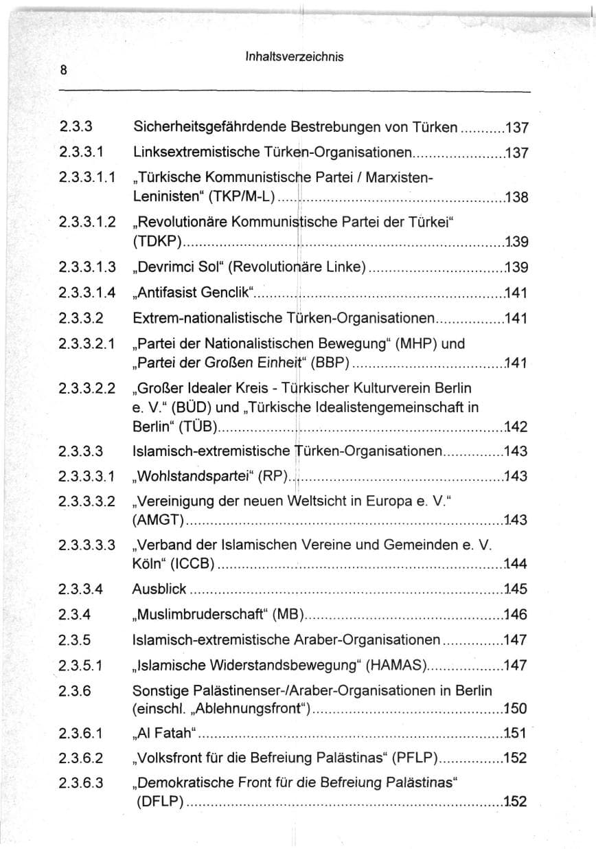 Seite 8 des Verfassungsschutzbericht 1994 Berlin