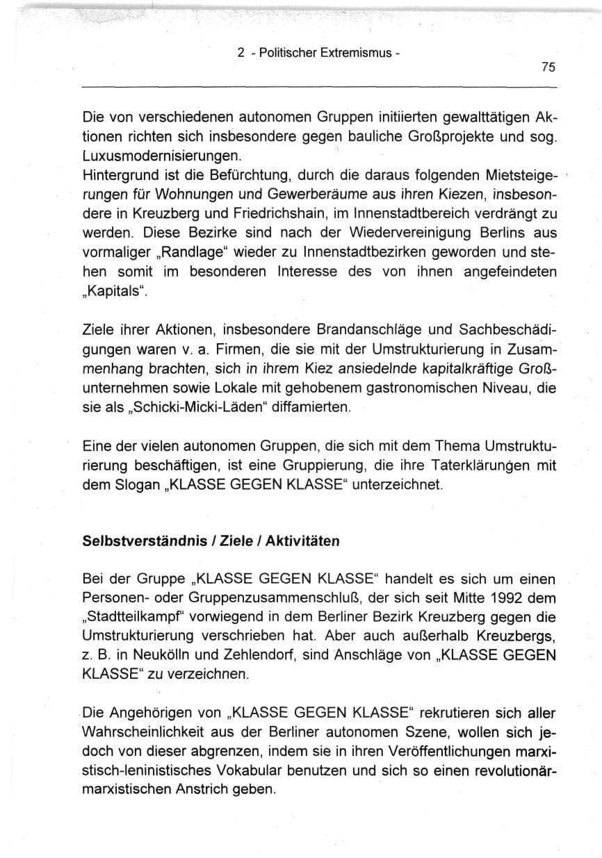 Seite 75 des Verfassungsschutzbericht 1994 Berlin