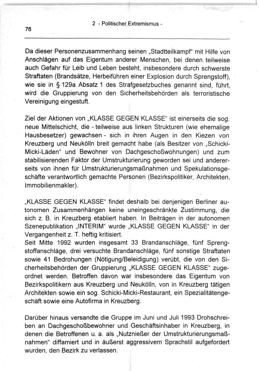 Seite 76 des Verfassungsschutzbericht 1994 Berlin