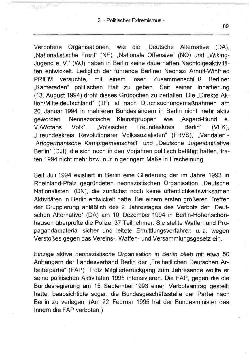 Seite 89 des Verfassungsschutzbericht 1994 Berlin