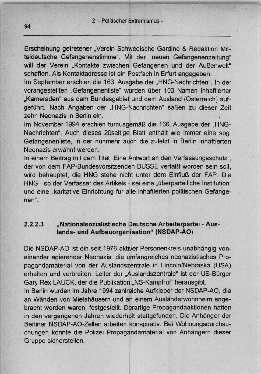 Seite 94 des Verfassungsschutzbericht 1994 Berlin