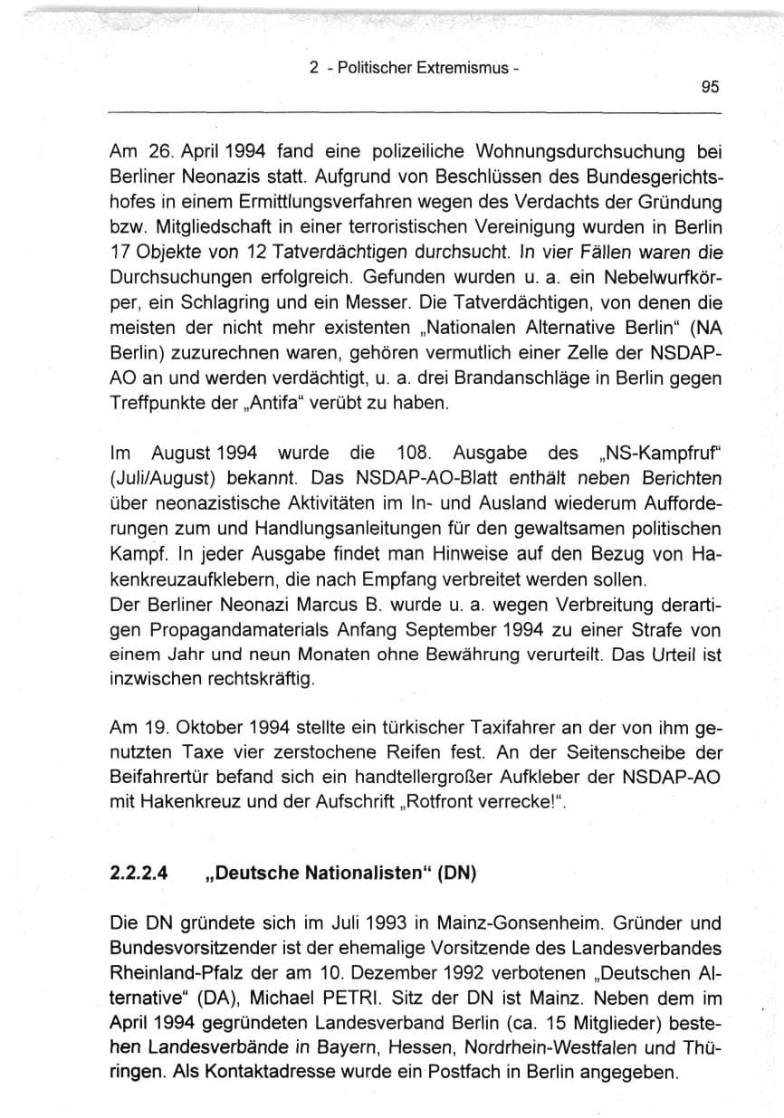Seite 95 des Verfassungsschutzbericht 1994 Berlin