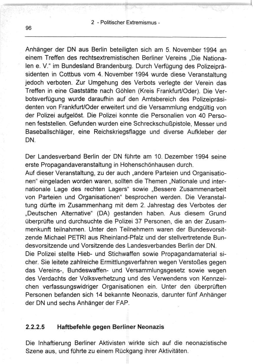 Seite 96 des Verfassungsschutzbericht 1994 Berlin