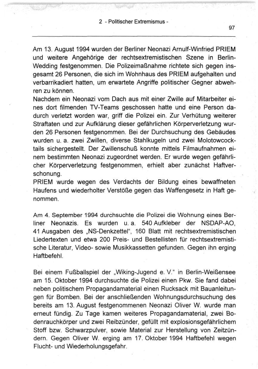 Seite 97 des Verfassungsschutzbericht 1994 Berlin