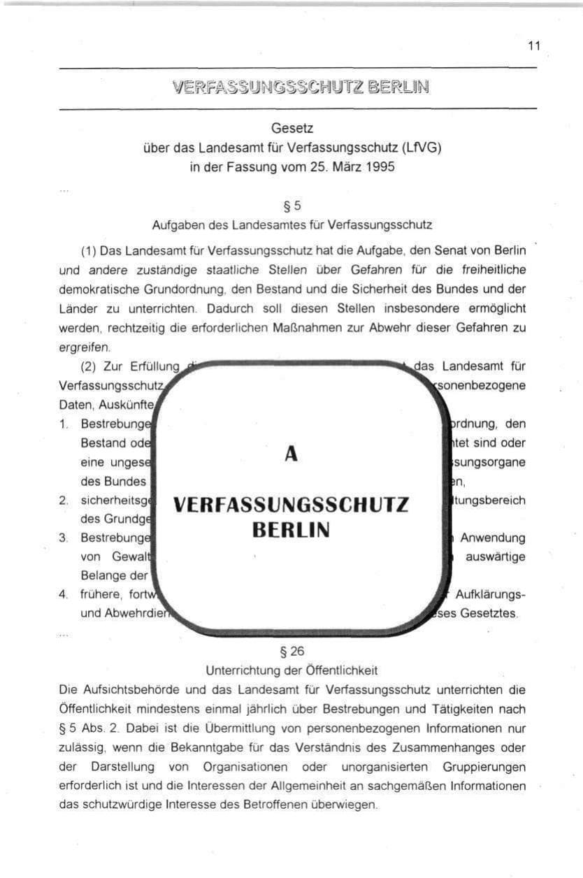Seite 11 des Verfassungsschutzbericht 1996 Berlin