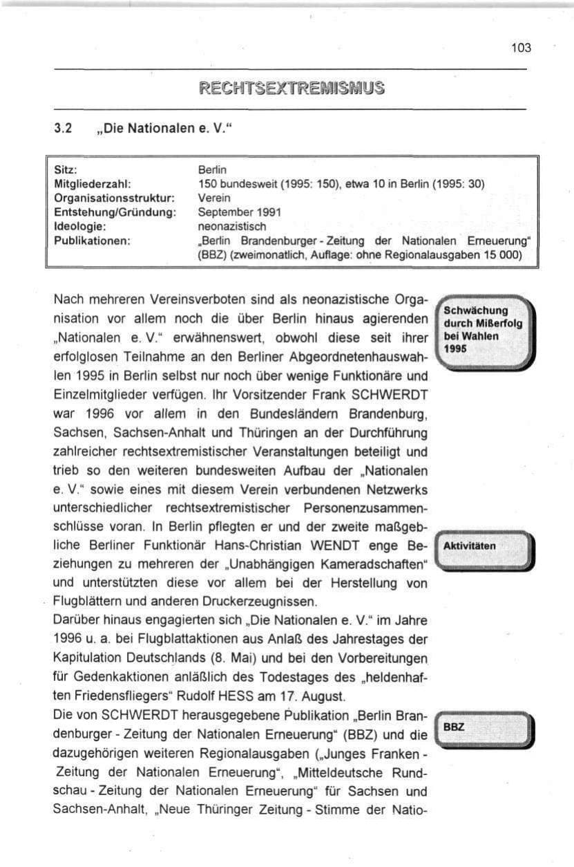 Seite 103 des Verfassungsschutzbericht 1996 Berlin