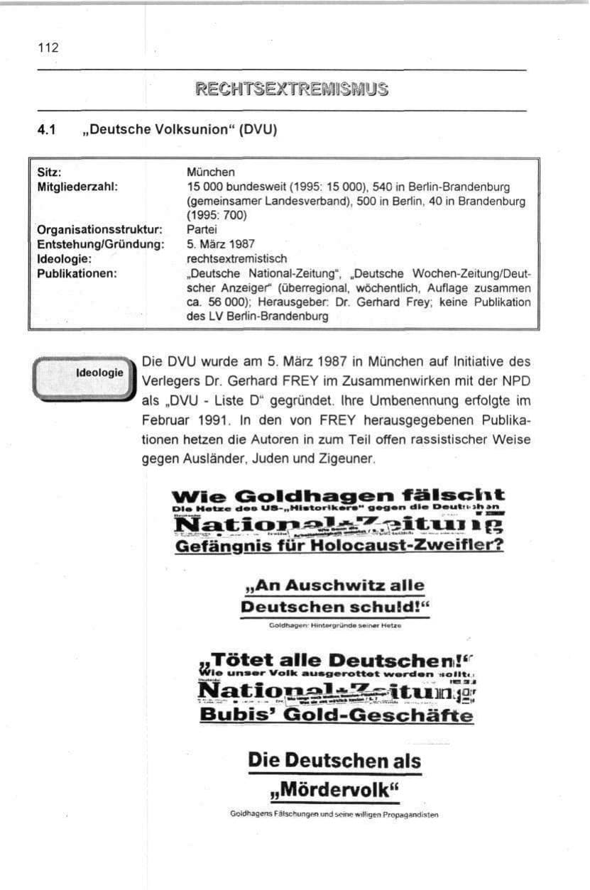 Seite 112 des Verfassungsschutzbericht 1996 Berlin