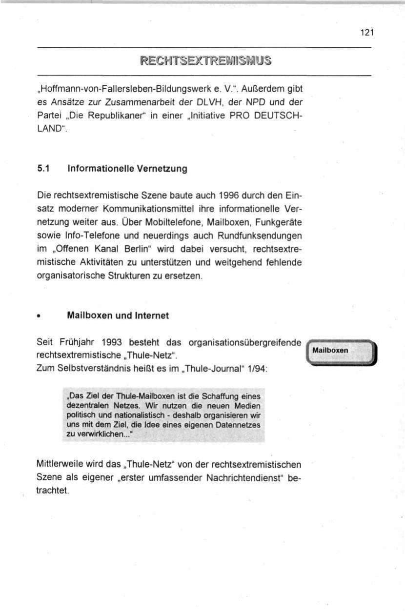Seite 121 des Verfassungsschutzbericht 1996 Berlin
