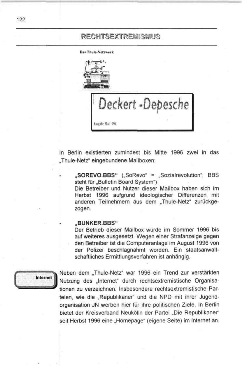 Seite 122 des Verfassungsschutzbericht 1996 Berlin