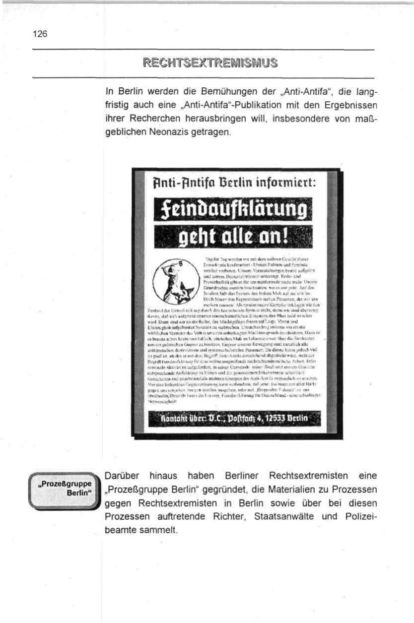 Seite 126 des Verfassungsschutzbericht 1996 Berlin