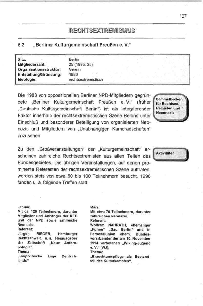 Seite 127 des Verfassungsschutzbericht 1996 Berlin