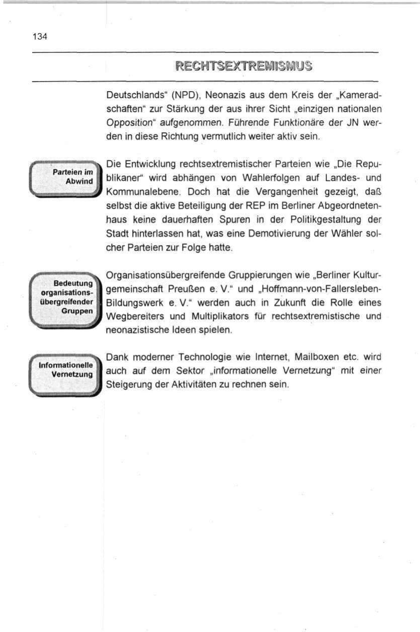 Seite 134 des Verfassungsschutzbericht 1996 Berlin