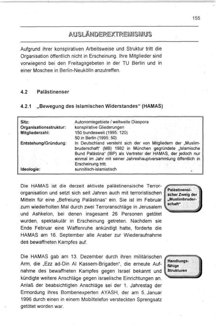 Seite 155 des Verfassungsschutzbericht 1996 Berlin