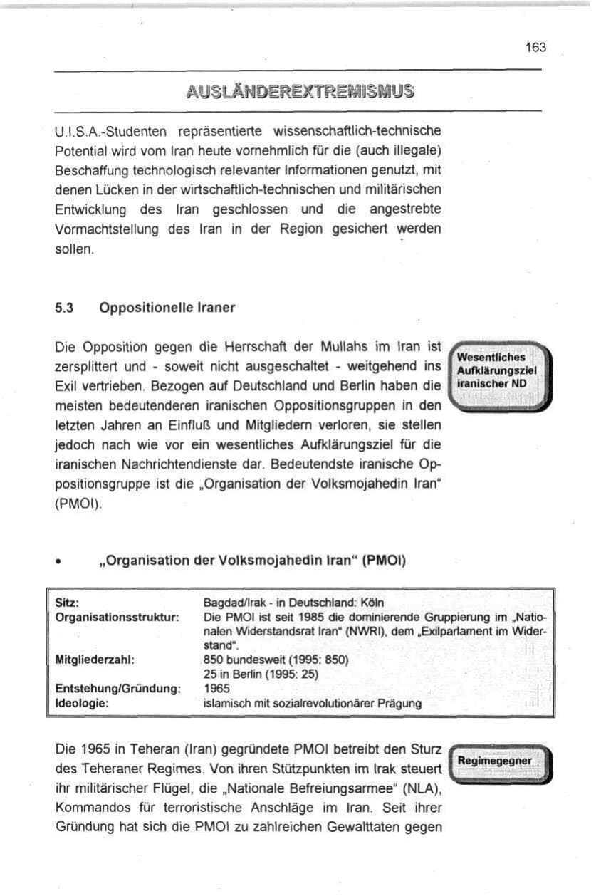 Seite 163 des Verfassungsschutzbericht 1996 Berlin