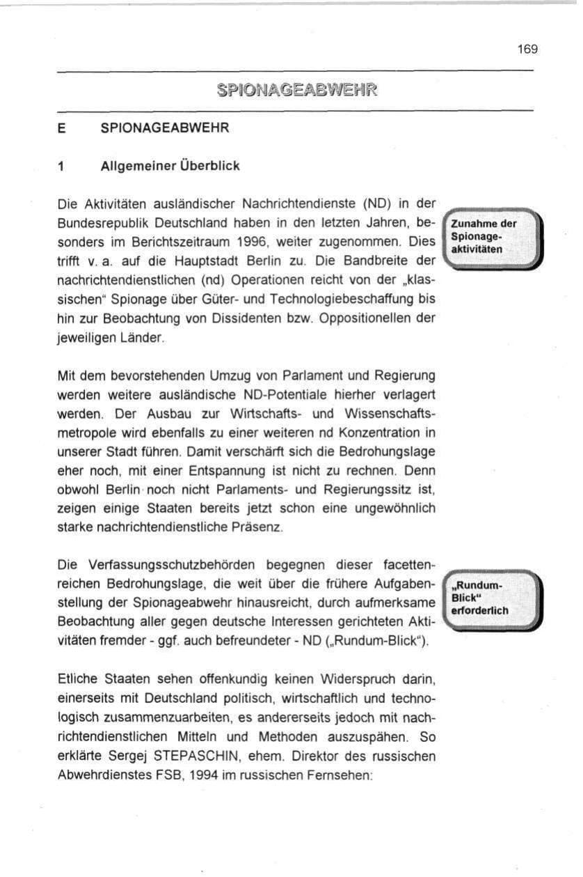Seite 169 des Verfassungsschutzbericht 1996 Berlin