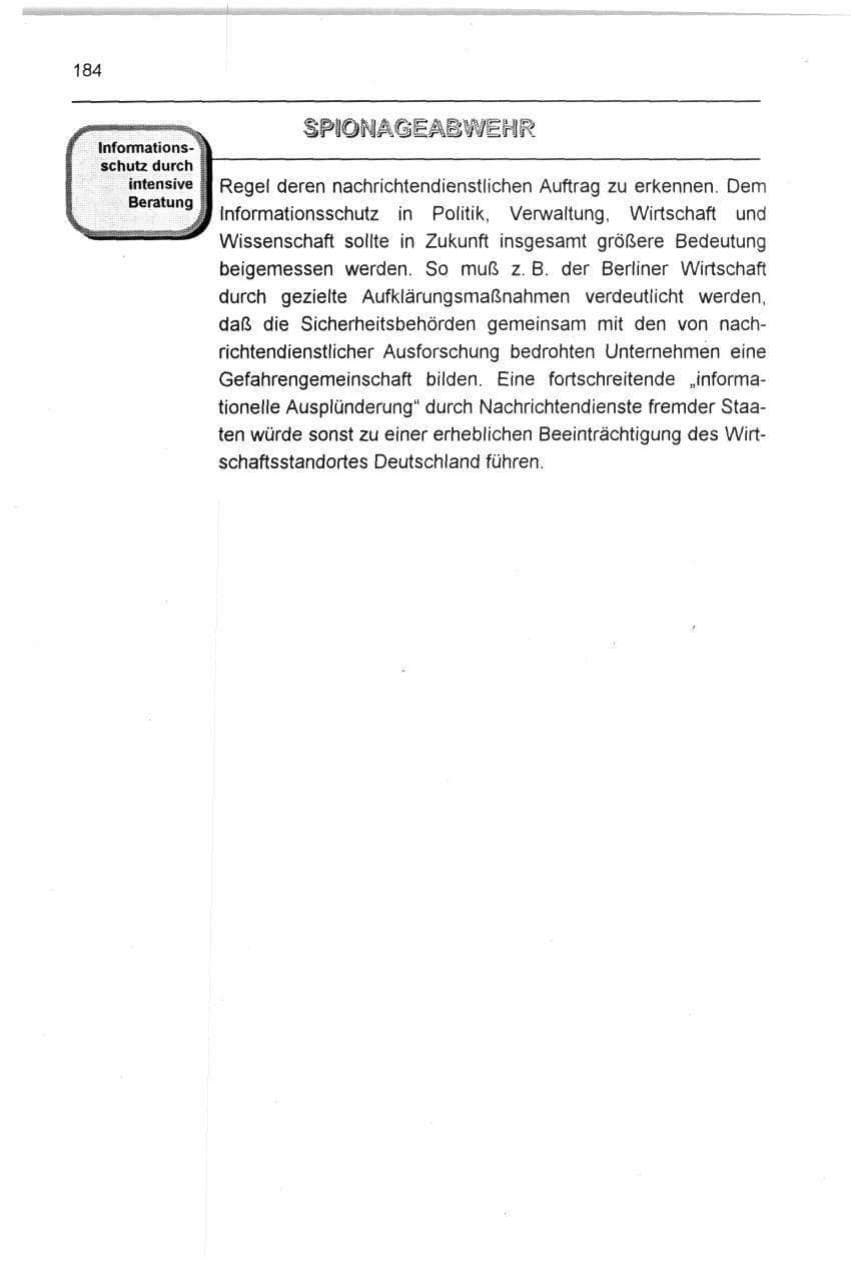 Seite 184 des Verfassungsschutzbericht 1996 Berlin