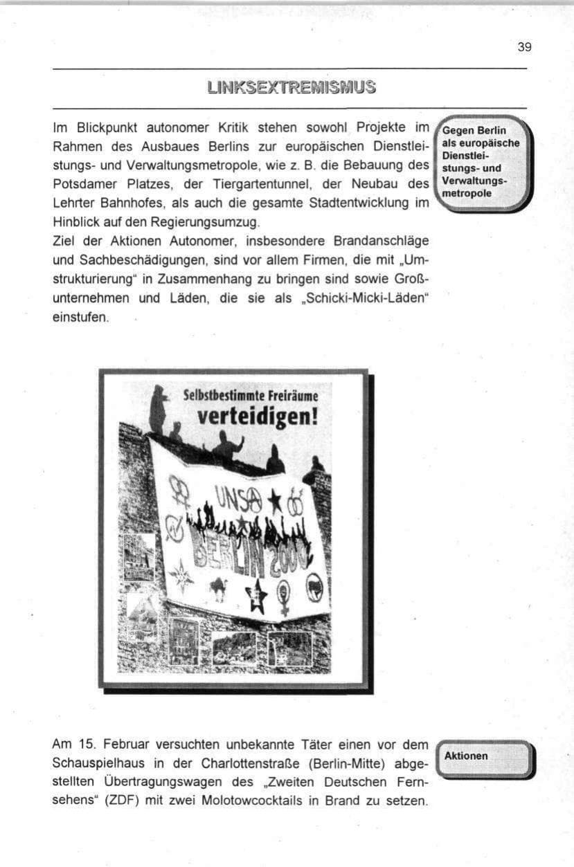 Seite 39 des Verfassungsschutzbericht 1996 Berlin