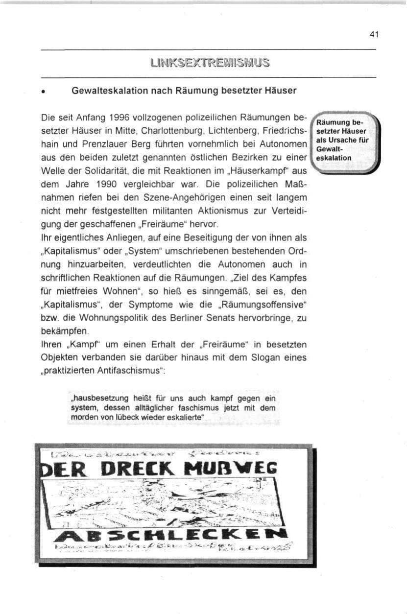Seite 41 des Verfassungsschutzbericht 1996 Berlin