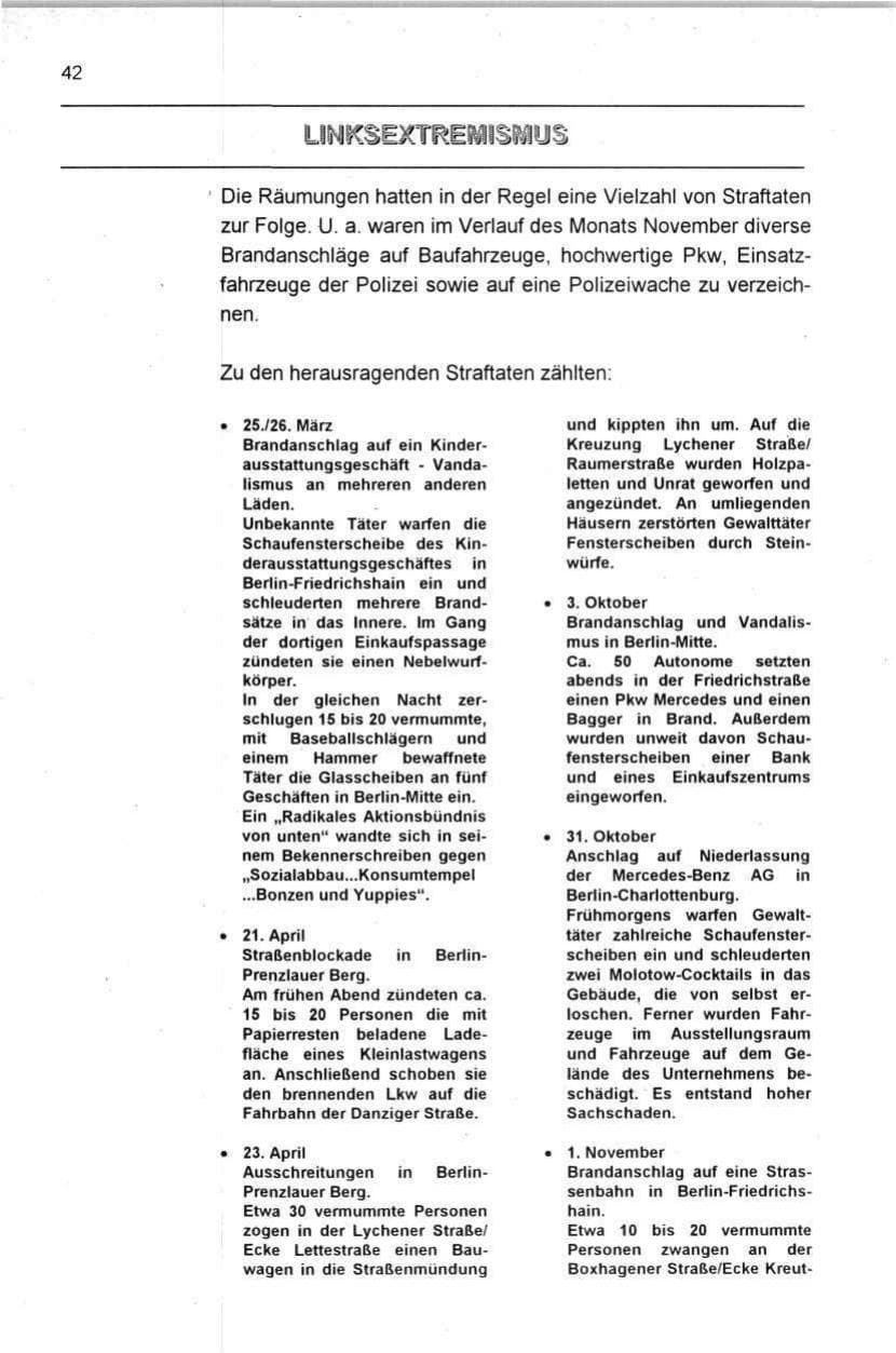 Seite 42 des Verfassungsschutzbericht 1996 Berlin