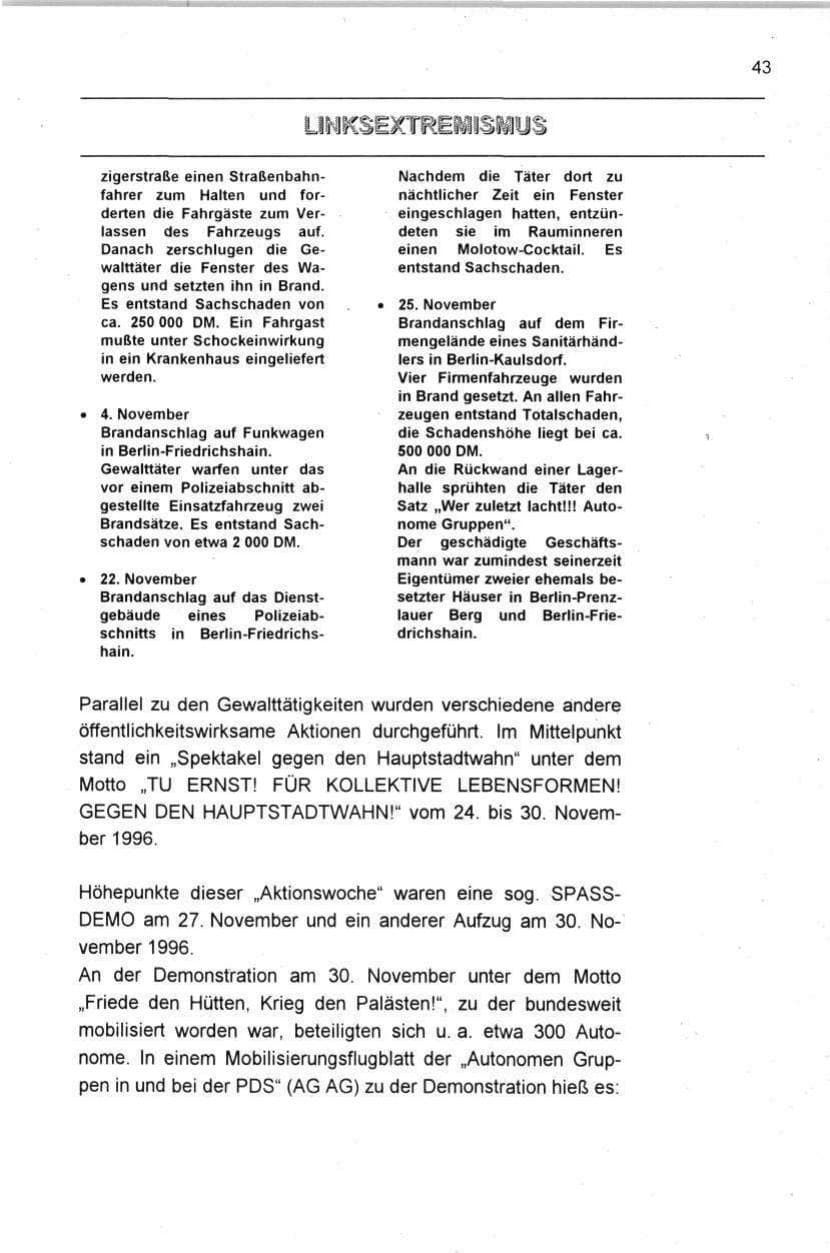 Seite 43 des Verfassungsschutzbericht 1996 Berlin