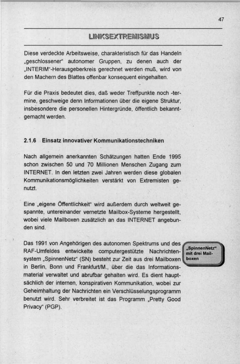 Seite 47 des Verfassungsschutzbericht 1996 Berlin