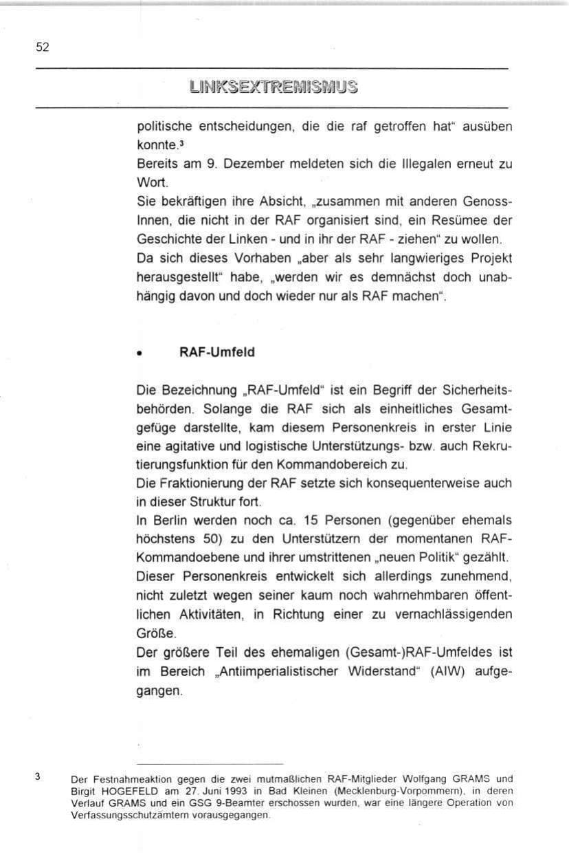 Seite 52 des Verfassungsschutzbericht 1996 Berlin